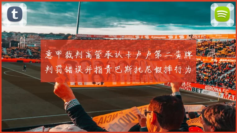 意甲裁判高管承认卡卢卢第二黄牌判罚错误并指责巴斯托尼假摔行为